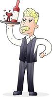 doodle character cartoon waiter vector