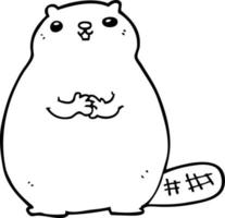 line drawing cartoon beaver vector