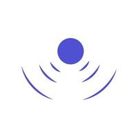 Echo sonar waves. Blue radar symbol on sea and ultrasonic signal reflection. Icon detect and scan vibration or water. Round pulsating circle wave system vector illustration concept