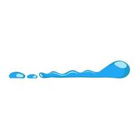 Cartoon blue dripping water drop and liquid icon. Shape water is splashing, flowing and water droplet. Clean and fresh aqua and wet bubble. Flowing dew vector illustration