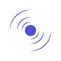 Echo sonar waves. Blue radar symbol on sea and ultrasonic signal reflection. Icon detect and scan vibration or water. Round pulsating circle wave system vector illustration concept