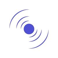 Echo sonar waves. Blue radar symbol on sea and ultrasonic signal reflection. Icon detect and scan vibration or water. Round pulsating circle wave system vector illustration concept