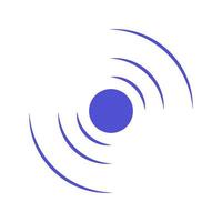 Echo sonar waves. Blue radar symbol on sea and ultrasonic signal reflection. Icon detect and scan vibration or water. Round pulsating circle wave system vector illustration concept