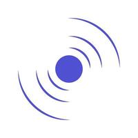 Echo sonar waves. Blue radar symbol on sea and ultrasonic signal reflection. Icon detect and scan vibration or water. Round pulsating circle wave system vector illustration concept