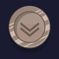 Game achievement badge or rank icon cartoon. Silver award or medal reward. Level up coin with star and element for ui asset. Trophy symbol vector illustration