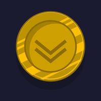 Game achievement badge or rank icon cartoon. Gold award or medal reward. Level up coin with star and element for ui asset. Trophy symbol vector illustration