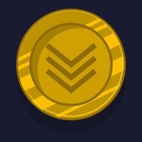 Game achievement badge or rank icon cartoon. Gold award or medal reward. Level up coin with star and element for ui asset. Trophy symbol vector illustration