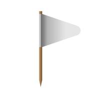 Realistic white flag isolated on background. 3D pillar blank pole. Icon flagpole element and soft layout concept vector illustration.