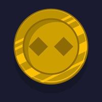 Game achievement badge or rank icon cartoon. Gold award or medal reward. Level up coin with star and element for ui asset. Trophy symbol vector illustration