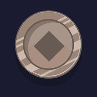 Game achievement badge or rank icon cartoon. Silver award or medal reward. Level up coin with star and element for ui asset. Trophy symbol vector illustration