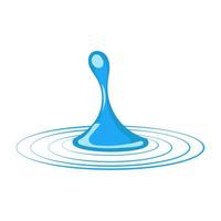 Cartoon blue dripping water drop and liquid icon. Shape water is splashing, flowing and water droplet. Clean and fresh aqua and wet bubble. Flowing dew vector illustration