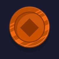 Game achievement badge or rank icon cartoon. Bronze award or medal reward. Level up coin with star and element for ui asset. Trophy symbol vector illustration