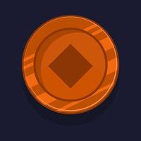 Game achievement badge or rank icon cartoon. Bronze award or medal reward. Level up coin with star and element for ui asset. Trophy symbol vector illustration