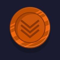 Game achievement badge or rank icon cartoon. Bronze award or medal reward. Level up coin with star and element for ui asset. Trophy symbol vector illustration