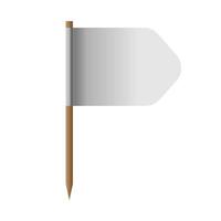 Realistic white flag isolated on background. 3D pillar blank pole. Icon flagpole element and soft layout concept vector illustration.