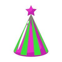 sombrero de cumpleaños icono de vacaciones de tapa de papel aislado sobre fondo blanco y celebración de fiestas. divertido objeto colorido para carnaval y accesorio sorpresa en forma de cono ilustración vectorial vector