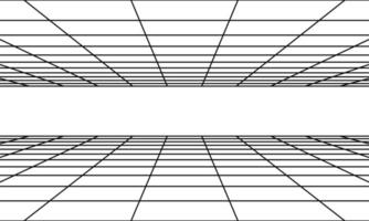 Perspective room with black grid. 3D linear floor and empty interior dimension. Virtual studio wireframe design . Simple cyber space frame and geometric square wire vector illustration