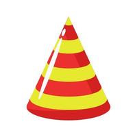 Birthday hat. Paper cap holiday icon isolated on white background and party celebration. Funny colorful object for carnival and surprise accessory in shape cone vector illustration