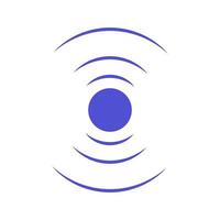 Echo sonar waves. Blue radar symbol on sea and ultrasonic signal reflection. Icon detect and scan vibration or water. Round pulsating circle wave system vector illustration concept