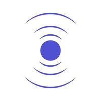 Echo sonar waves. Blue radar symbol on sea and ultrasonic signal reflection. Icon detect and scan vibration or water. Round pulsating circle wave system vector illustration concept