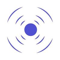 Echo sonar waves. Blue radar symbol on sea and ultrasonic signal reflection. Icon detect and scan vibration or water. Round pulsating circle wave system vector illustration concept