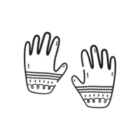 guantes de invierno y otoño. accesorio dibujado a mano con patrón en estilo de dibujo lineal negro. png en fondo transparente