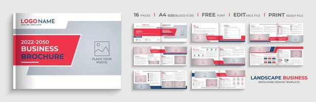 Diseño de plantilla de folleto de perfil de empresa de negocios de paisaje creativo de 16 páginas vector