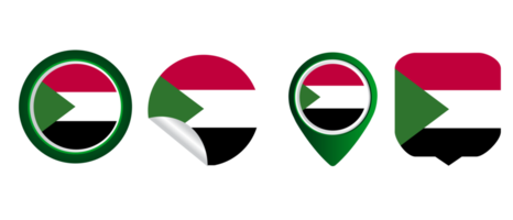 sudan flagga platt ikon symbol illustration png