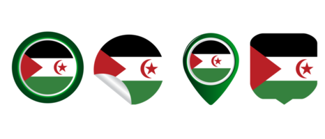 Västra sahara flagga platt ikon symbol illustration png