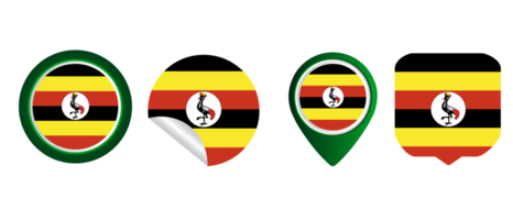 Uganda flag flat icon symbol illustration png