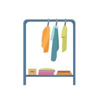 Fashion clothes on a store hanger. Organization of clothing and storage. Vector cartoon illustration