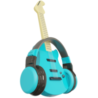 auriculares con representación de icono 3d de guitarra png