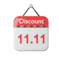 3D Calendar icon with promotion sale discount png