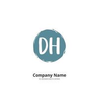 dh dh escritura inicial a mano y diseño de logotipo de firma con círculo. hermoso diseño de logotipo escrito a mano para moda, equipo, boda, logotipo de lujo. vector