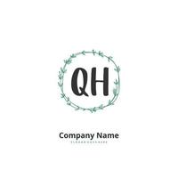 Q H QH Initial handwriting and signature logo design with circle. Beautiful design handwritten logo for fashion, team, wedding, luxury logo. vector