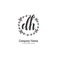 D H DH Initial handwriting and signature logo design with circle. Beautiful design handwritten logo for fashion, team, wedding, luxury logo. vector