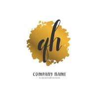 Q H QH Initial handwriting and signature logo design with circle. Beautiful design handwritten logo for fashion, team, wedding, luxury logo. vector