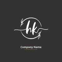 H K HK Initial handwriting and signature logo design with circle. Beautiful design handwritten logo for fashion, team, wedding, luxury logo. vector