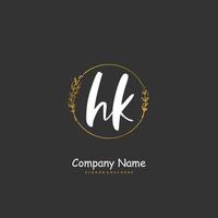 hk hk escritura a mano inicial y diseño de logotipo de firma con círculo. hermoso diseño de logotipo escrito a mano para moda, equipo, boda, logotipo de lujo. vector