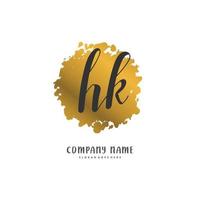 H K HK Initial handwriting and signature logo design with circle. Beautiful design handwritten logo for fashion, team, wedding, luxury logo. vector