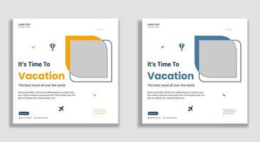 Travel agency social media post and web banner template vector