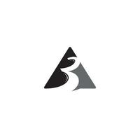 Triangle and Number 3 logo or icon design vector