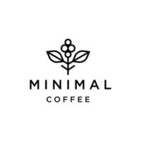 concepto de logotipo de café natural abstracto, vector de logotipo mínimo hipster de rama de planta de grano de café con icono de contorno de línea simple de hoja para concepto de café natural