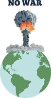 Nuclear explosion. Large mushroom cloud in the world. Atomic bomb, nuclear weapons and global war. radioactive disaster. Vector illustration. Symbol of war, end of the world. Stop nuclear weapons.