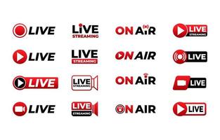 Live Streaming Badge Icon Set vector