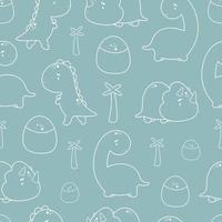 Seamless pattern with cute dinosaurs. Vector illustration in cartoon style. For card, posters, banners, printing on the pack, printing on clothes, fabric, wallpaper.