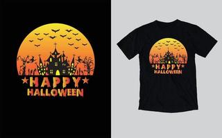 diseño de camiseta de halloween, feliz halloween, calabazas vector