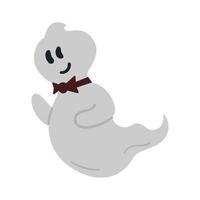 Scary Halloween flying ghost vector illustration isolted on white.