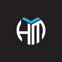 diseño de logotipo de letra hm sobre fondo negro. concepto de logotipo de letra de iniciales creativas hm. diseño de letra hm. vector