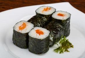 Salmon roll dish view photo